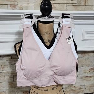 Laura Ashley 3pk lace active athletic workout lounge bras bralettes plus‎ Size